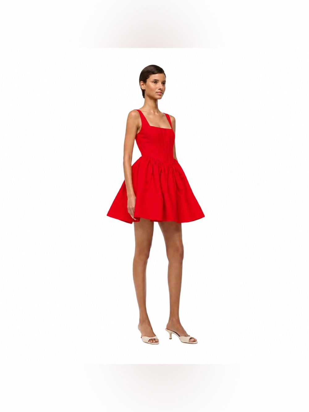STAUD Landscape Poinsettia Red Corset Fit & Flare Mini Dress Size 14 NWT - Picture 9 of 9